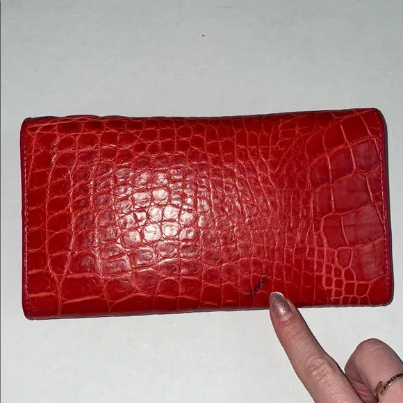 Red Genuine Crocodile Leather Wallet or Clutch - Picture 5 of 5